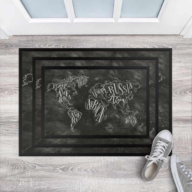 contemporary rugs Chalk World Map
