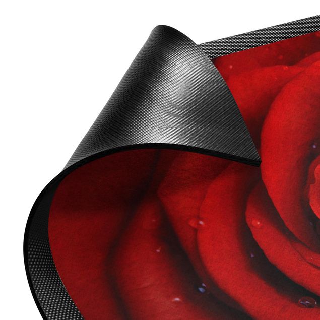 Floral doormat Red Rose With Water Drops