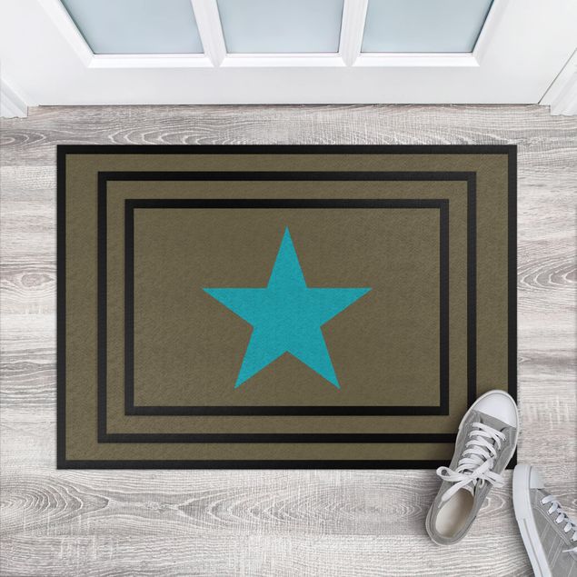 contemporary rugs Star In Brown Turqoise Blue