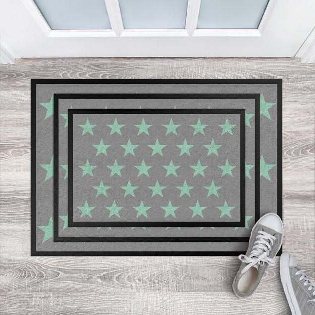 modern area rugs Stars Staggered Grey Mint