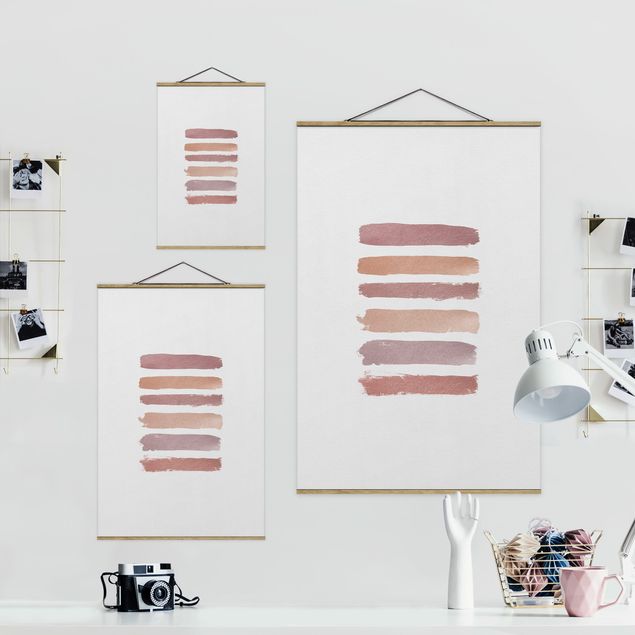 Fabric print with posters hangers Shades of Pink Stripes