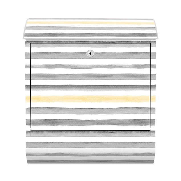 Yellow letter box Yellow And Grey Watercolour Stripes