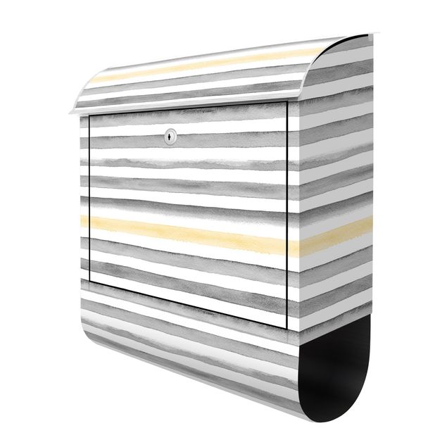 Letterboxes Yellow And Grey Watercolour Stripes