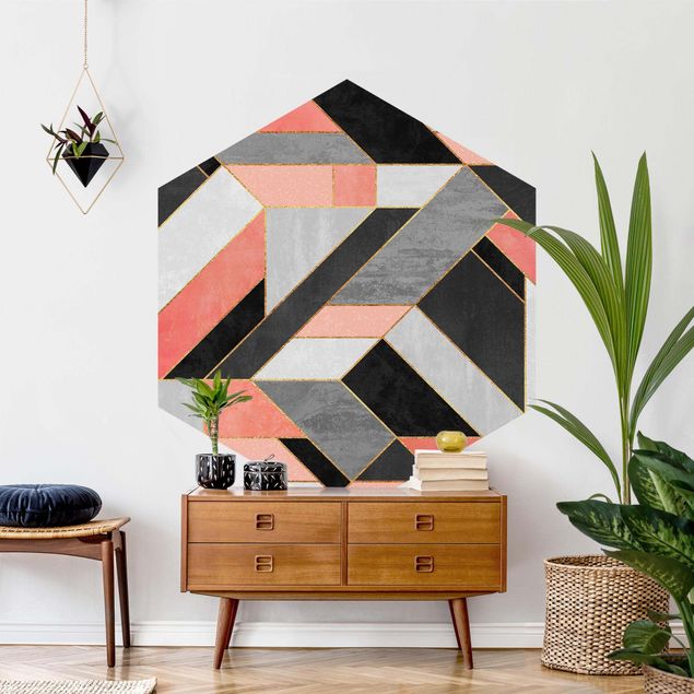 Modern wallpaper designs Geometry Pink And Gold