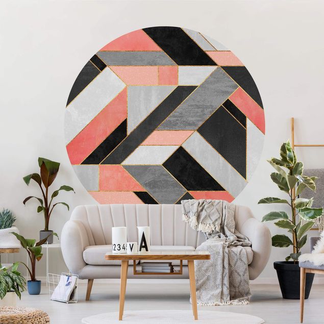 Geometric shapes wallpaper Geometry Pink And Gold