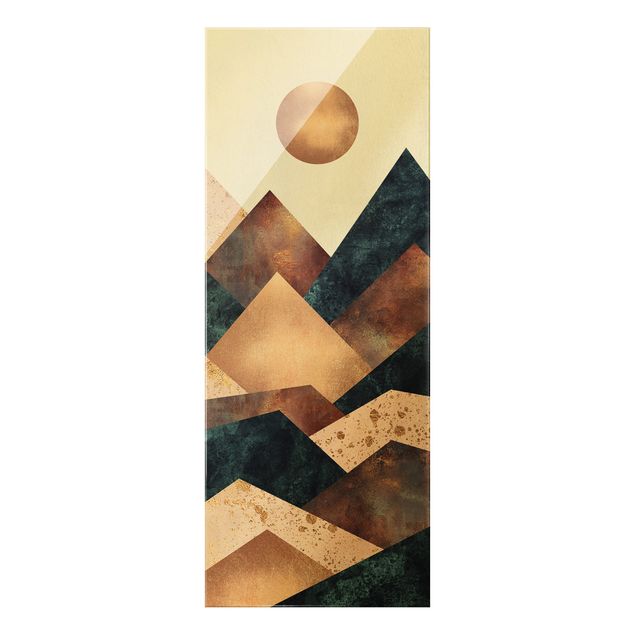 Prints abstract Geometric Mountains Bronze