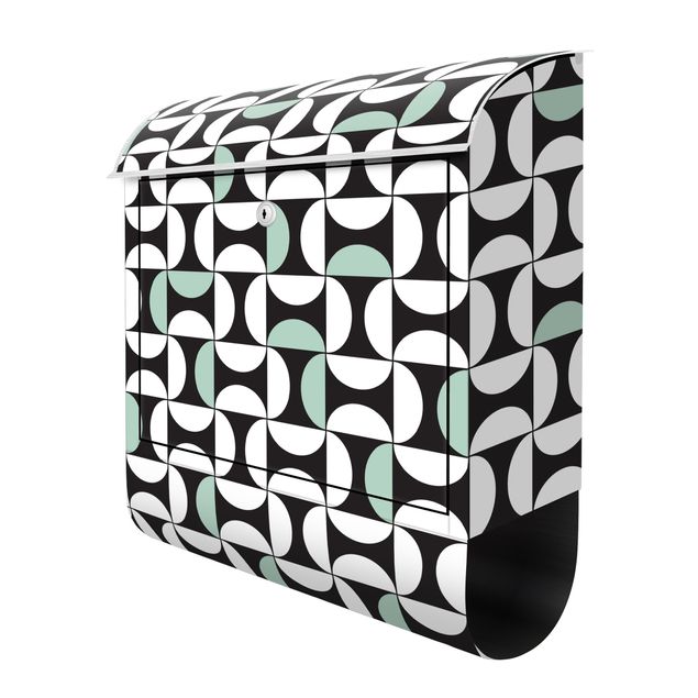 Mailbox Geometrical Tile Arches Mint Green With Border