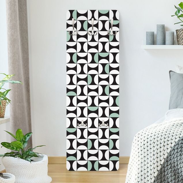 Coat rack patterns Geometrical Tile Arches Mint Green With Border