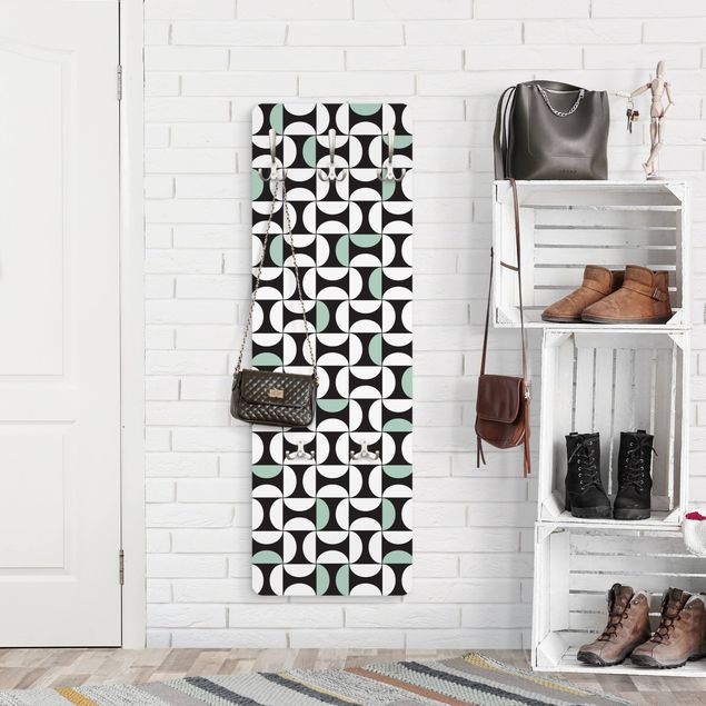Coat rack black Geometrical Tile Arches Mint Green With Border