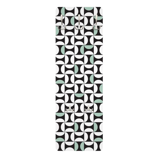 Wall mounted coat rack Geometrical Tile Arches Mint Green With Border