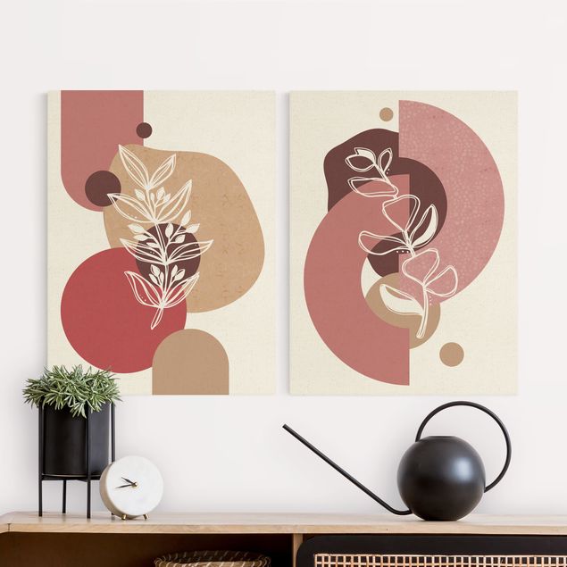 Prints abstract Geometrical Shapes - Leaves Shades Of Pink