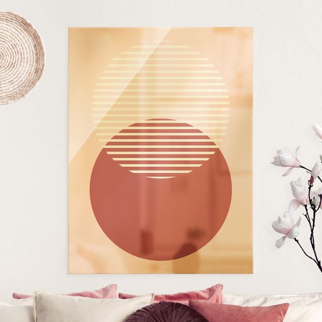 Abstract canvas wall art Geometrical Shapes - Circles Pink
