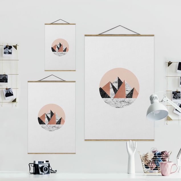 Fabric print with posters hangers Geometrical Landscape In A Circle
