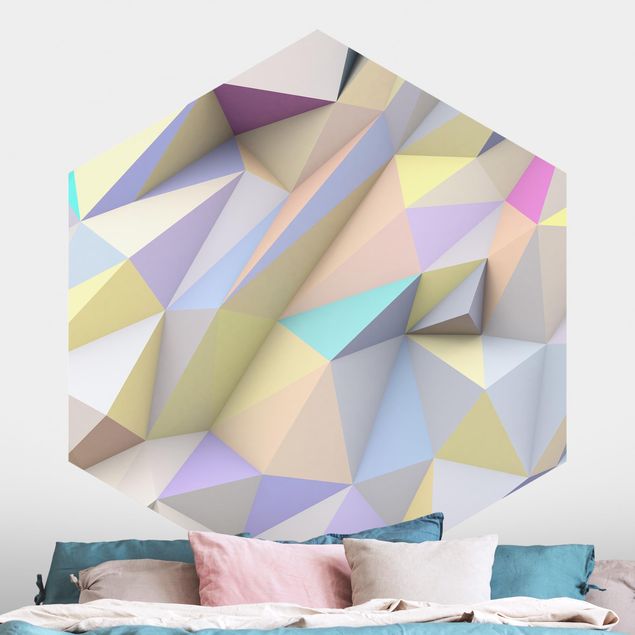 Kitchen Geometrical Pastel Triangles In 3D