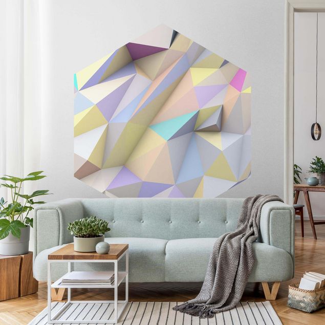 Contemporary wallpaper Geometrical Pastel Triangles In 3D