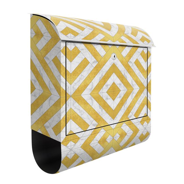 Letterboxes Geometrical Tile Mix Art Deco Gold Marble