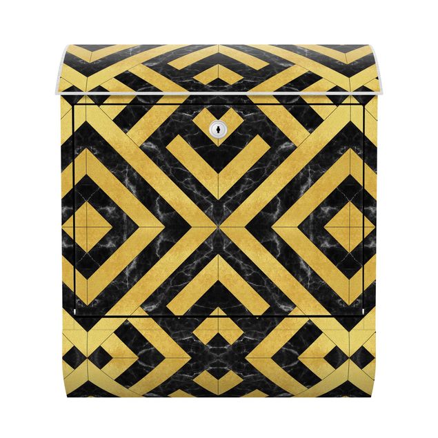 Letterboxes Geometrical Tile Mix Art Deco Gold Black Marble