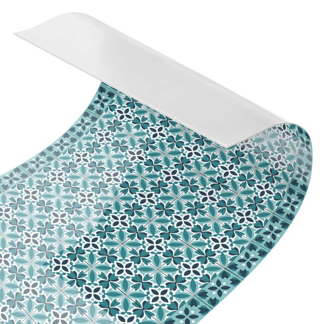 Splashback Geometrical Tile Mix Blossom Turquoise