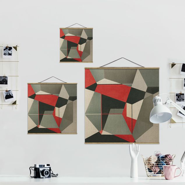 Fabric print with posters hangers Geometrical Fox