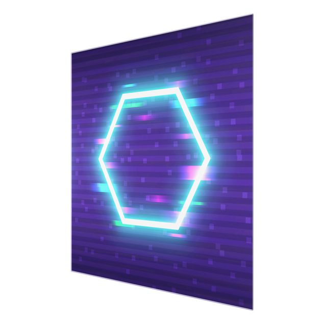 Glass print - Geometrical Hexagon In Neon Colours