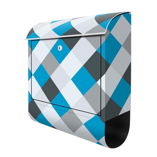 Letterboxes Geometrical Pattern Rotated Chessboard Blue