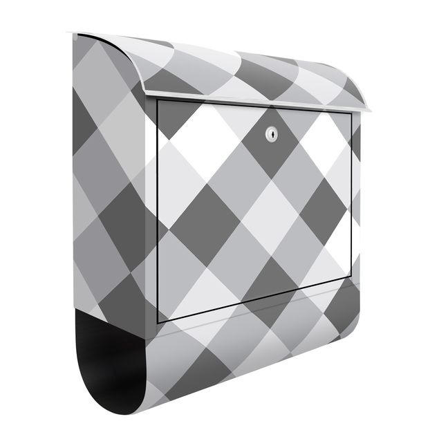 Grey letter boxes Geometrical Pattern Rotated Chessboard Grey
