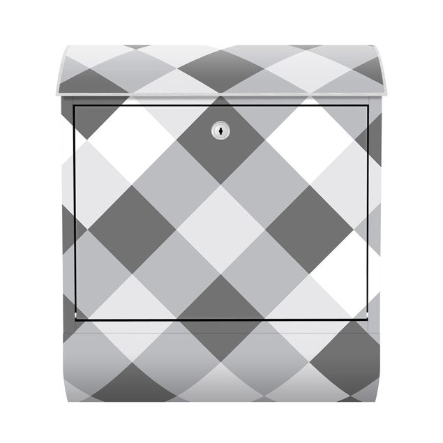 Letterboxes Geometrical Pattern Rotated Chessboard Grey