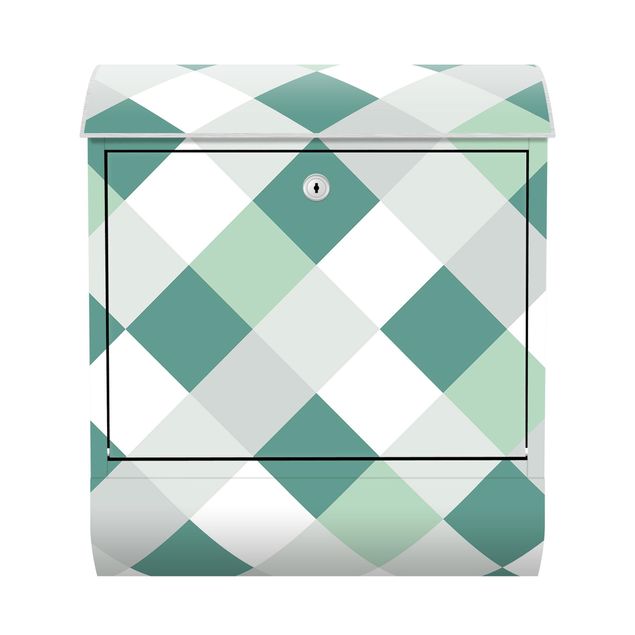 Letterboxes Geometrical Pattern Rotated Chessboard Green