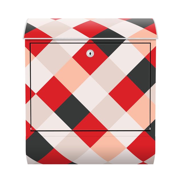 Letterboxes Geometrical Pattern Rotated Chessboard Red