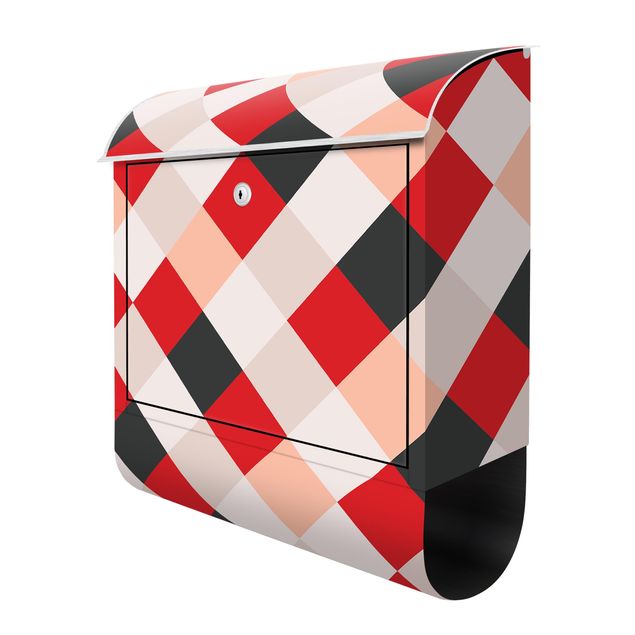 Letterbox - Geometrical Pattern Rotated Chessboard Red