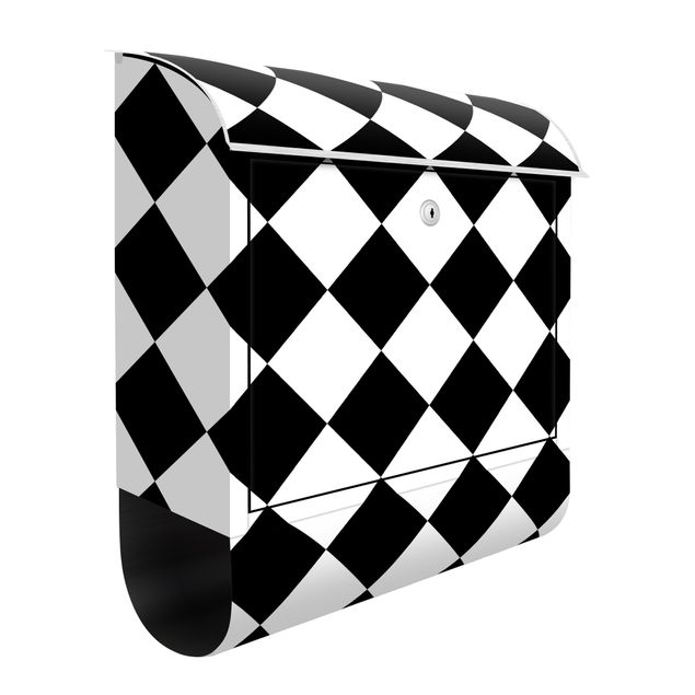 Letterboxes black and white Geometrical Pattern Rotated Chessboard Black And White