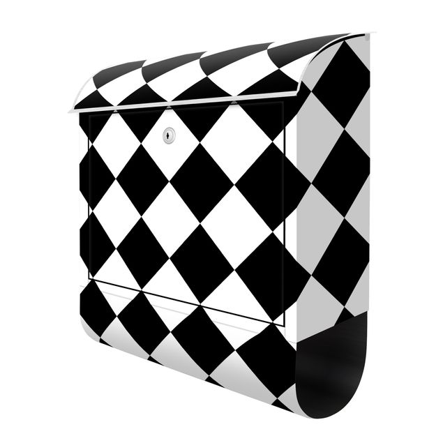 Mailbox Geometrical Pattern Rotated Chessboard Black And White