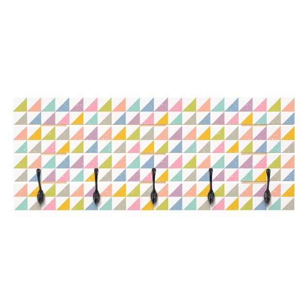 Wall mounted coat rack multicoloured Geometrical Pattern With Triangles Colourful