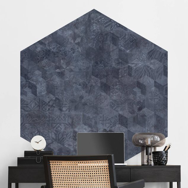Wallpapers geometric Geometrical Vintage Pattern with Ornaments Blue