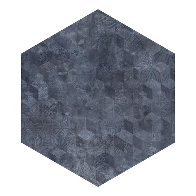 Blue wallpaper Geometrical Vintage Pattern with Ornaments Blue