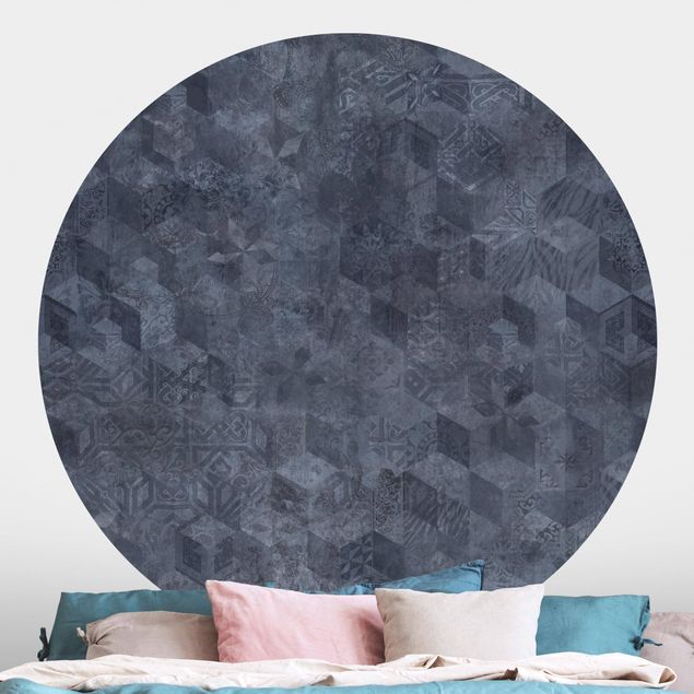 Geometric shapes wallpaper Geometrical Vintage Pattern with Ornaments Blue