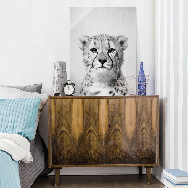 Glass prints black and white Cheetah Gerald Black And White