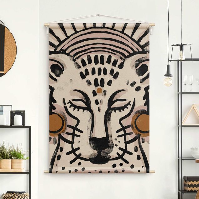 Kitchen Cheetah with Pearl Earrings Illustration