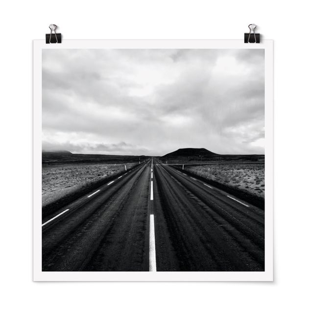 Modern art prints Straight Road In Iceland