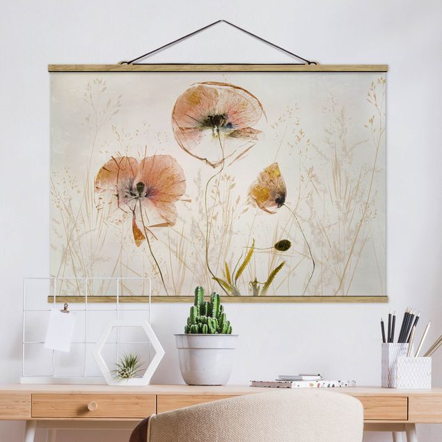 Kitchen Dried Poppy Flowers With Delicate Grasses