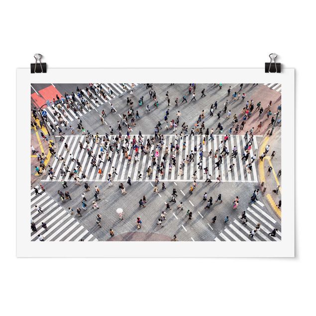 Prints modern Shibuya Crossing in Tokyo