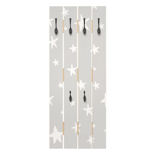 Wall mounted coat rack patterns Drawn Big Stars Up In Grey Sky