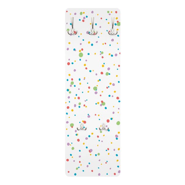 White wall coat rack Drawn Little Dots Colourful