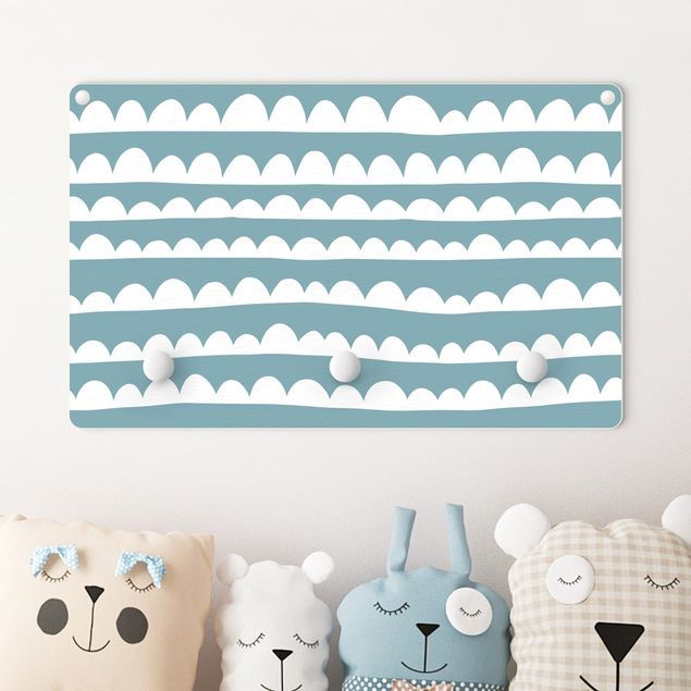 Nursery decoration Drawn White Cloud Bands On Dusty Blue
