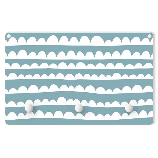 Wall mounted coat rack Drawn White Cloud Bands On Dusty Blue