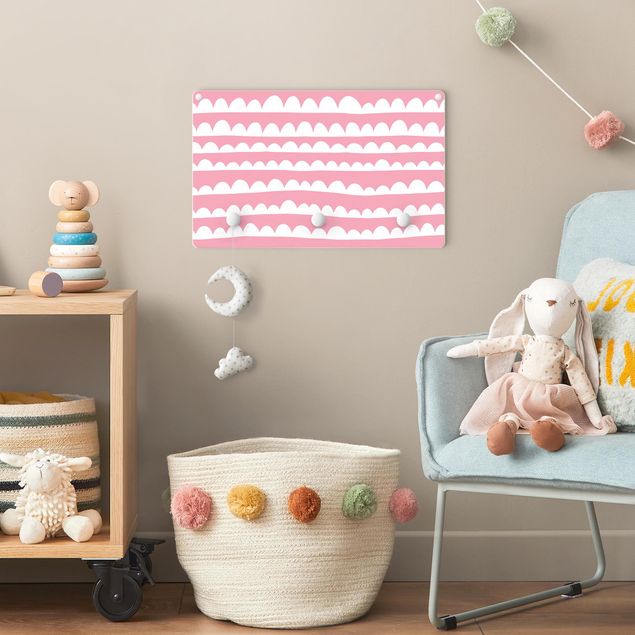 Wall mounted coat rack patterns Drawn White Bands Of Clouds Up In Light Pink Skies