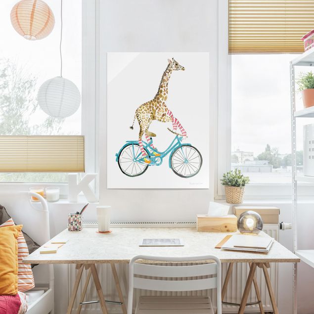 Glass prints pieces Giraffe on a joy ride II