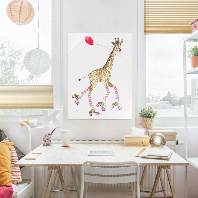 Glass prints pieces Giraffe on a joy ride