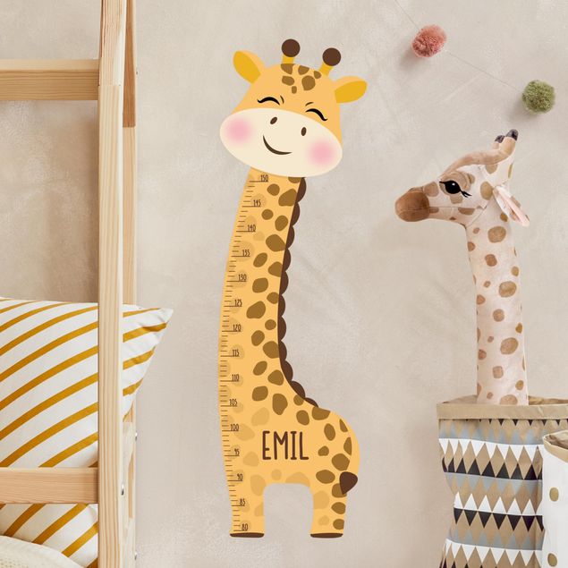 Wall stickers height measure bar Giraffe boy with custom name