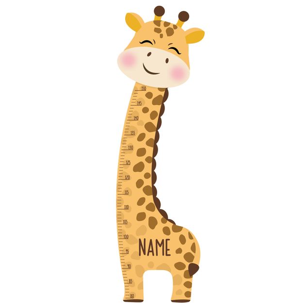 Animal print wall stickers Giraffe boy with custom name